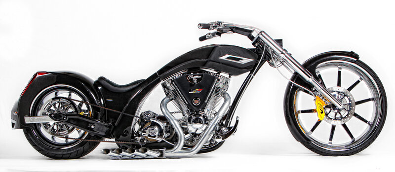 Black Custom Chopper Motorcycle — Neutral, Photograph, Engine