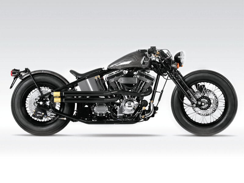Black Custom Chopper Motorcycle — Neutral, Photograph