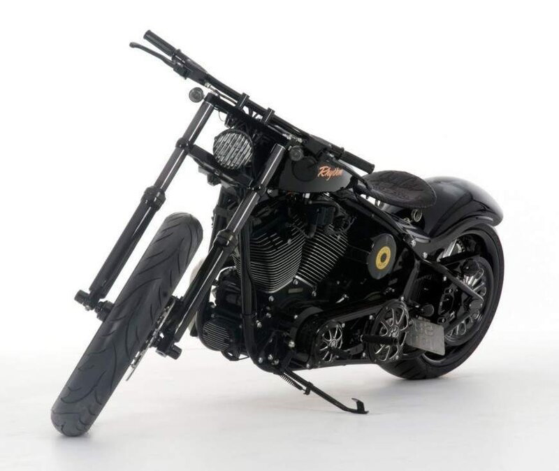 Black Custom Chopper Motorcycle — Neutral