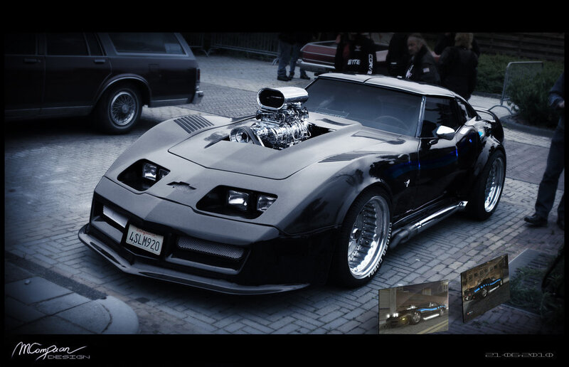 black custom corvette with supercharger