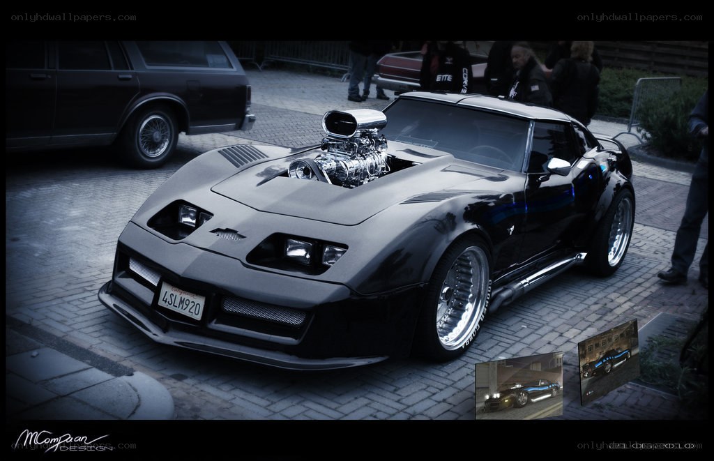 black custom corvette with supercharger