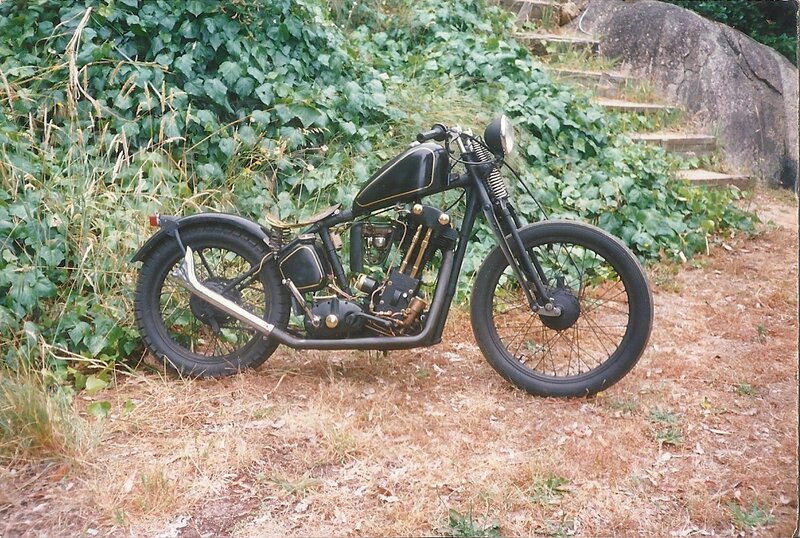 Black Custom Motorcycle — Calm, Afternoon