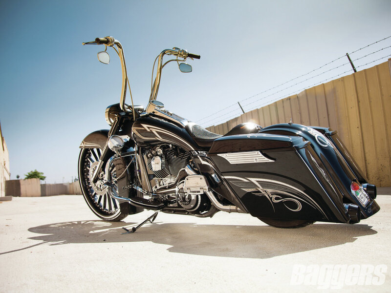 Black Custom Motorcycle — Dramatic, Afternoon, Photograph, Handlebars