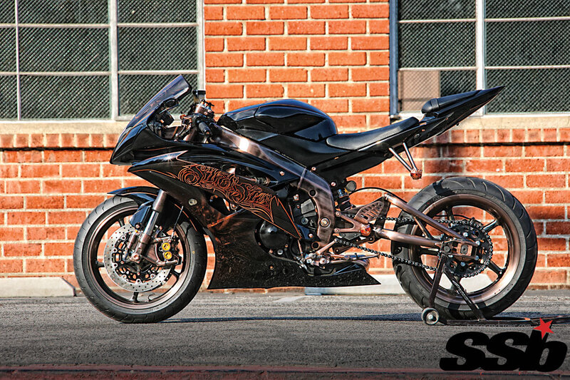 Black Custom Motorcycle — Dramatic, Afternoon