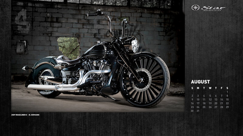 Black Custom Motorcycle — Dramatic, Photograph, Calendar