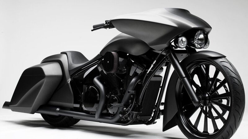 Black Custom Motorcycle — Dramatic, Photograph, Seat