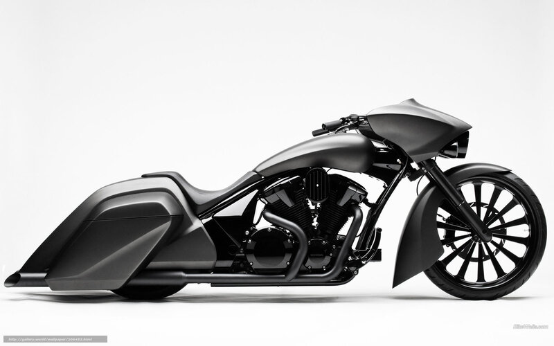 Black Custom Motorcycle — Minimalist, Photograph