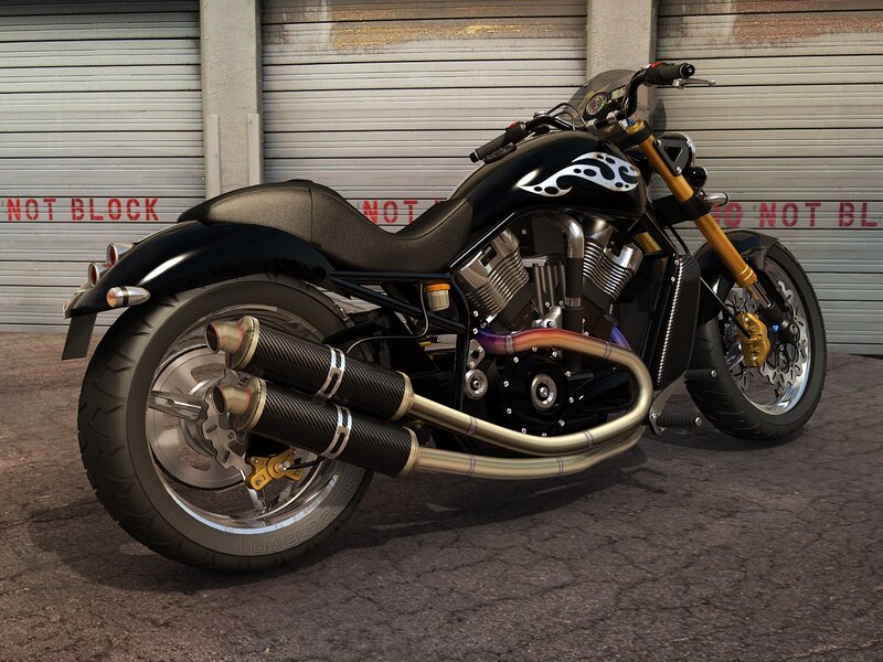 Black Custom Motorcycle — Neutral, 3d Render