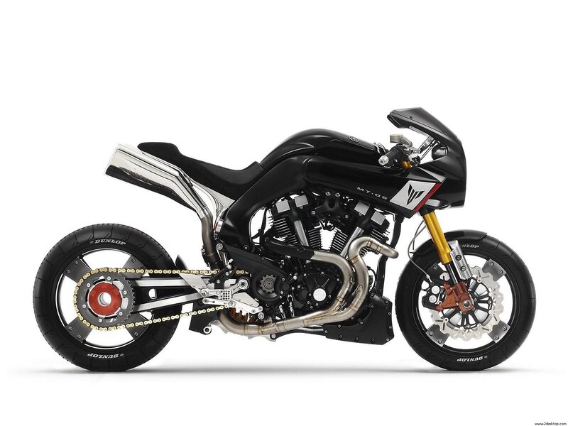 Black Custom Motorcycle — Neutral, Photograph, Exhaust Pipe, Chain Drive, Front Wheel