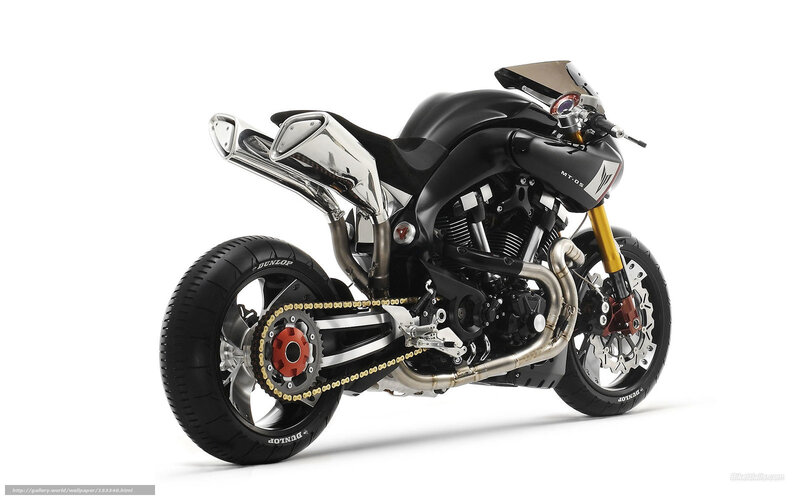 Black Custom Motorcycle — Neutral, Photograph, Exhaust