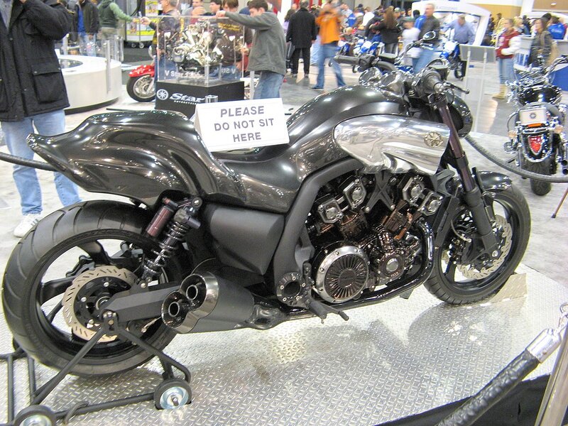 Black Custom Motorcycle — Neutral, Photograph, Exhibition, Sign