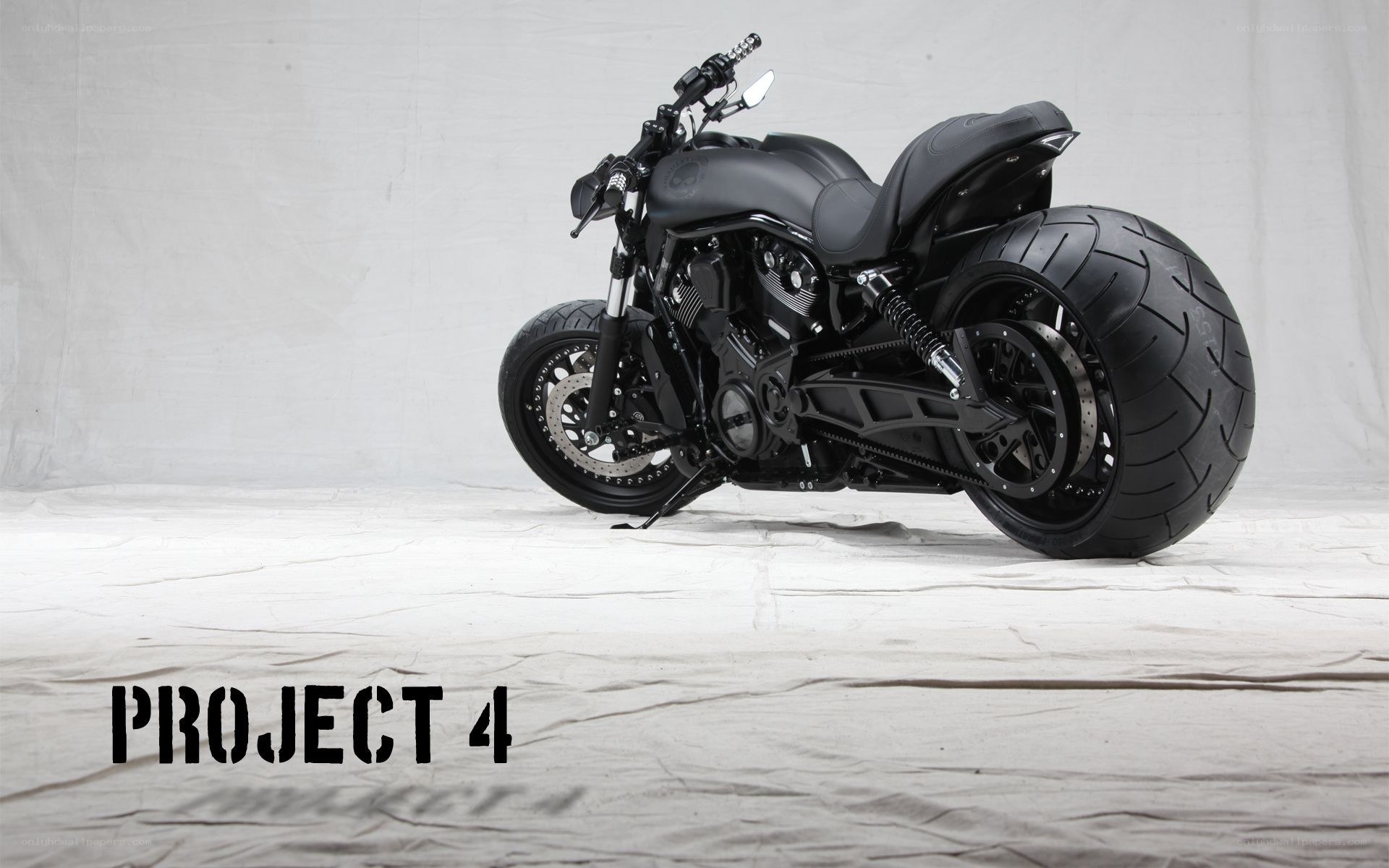 Black custom motorcycle project