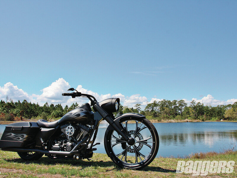 Black Custom Motorcycle — Serene, Afternoon