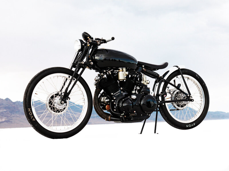 Black Custom Motorcycle — Serene, Photograph