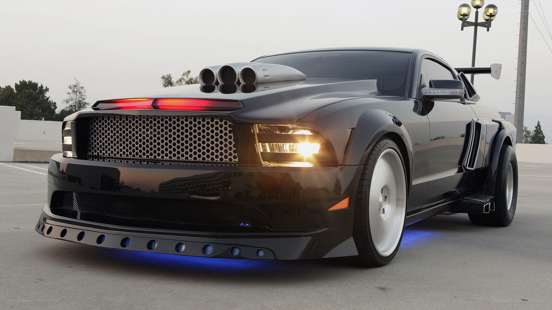 black custom muscle car