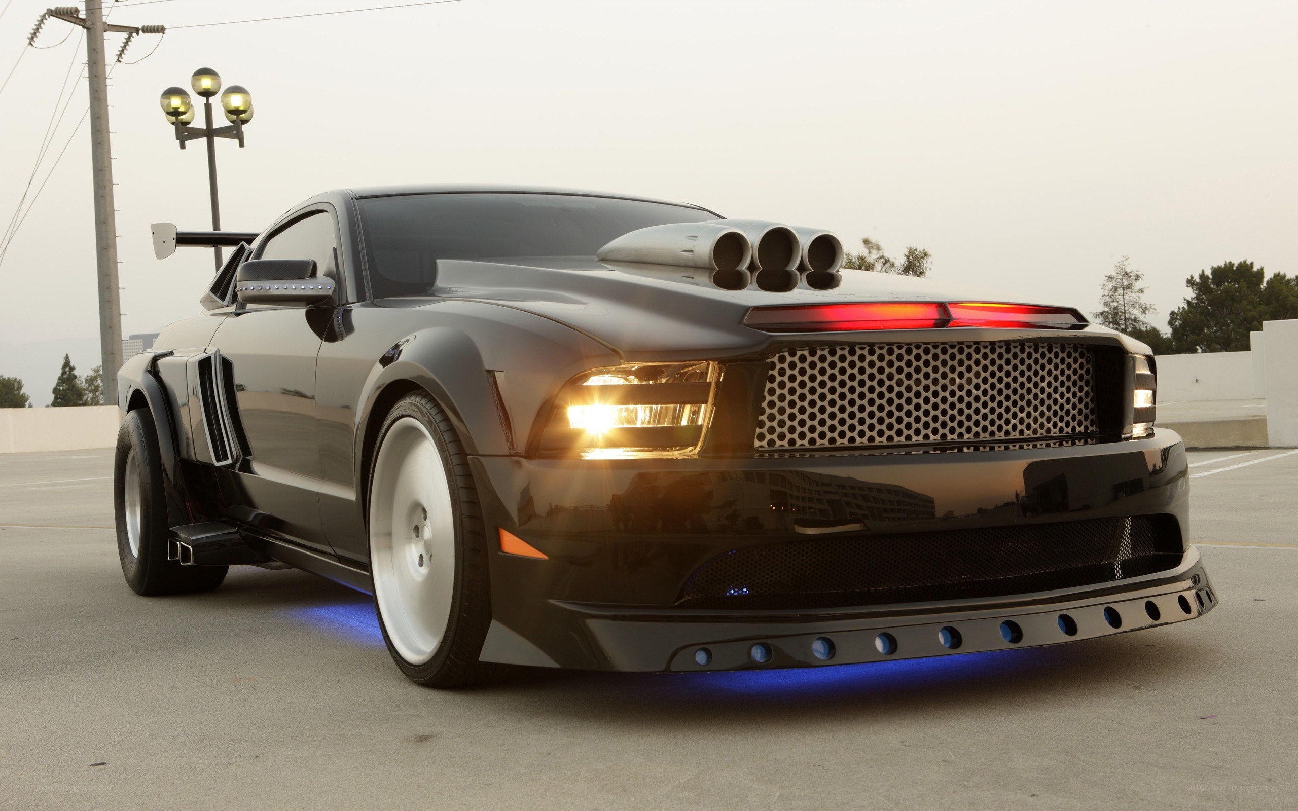 black custom muscle car