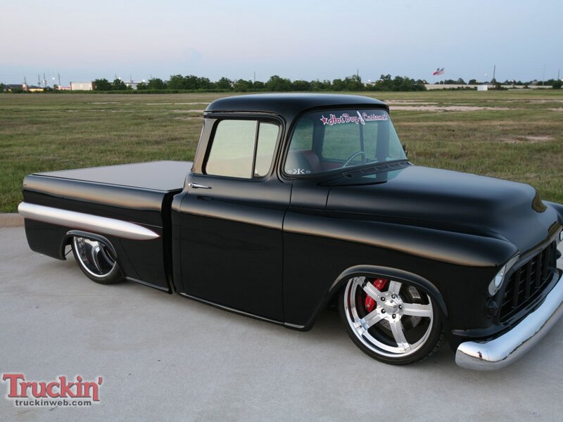 Black Custom Pickup Truck — Calm, Sunset, Photograph, Field, Flag