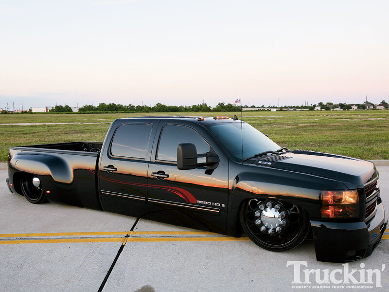Black Custom Pickup Truck — Calm, Sunset