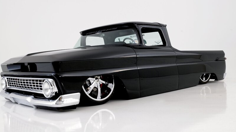 Black Custom Pickup Truck — Clean, Photograph, Wheel