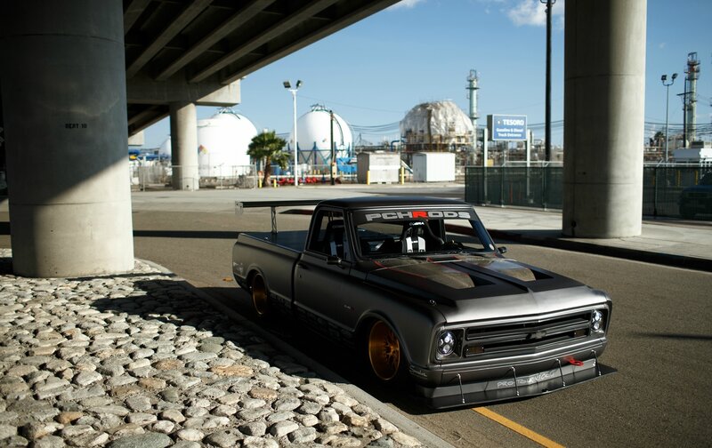 Black Custom Pickup Truck — Dramatic, Afternoon, Photograph, Overpass
