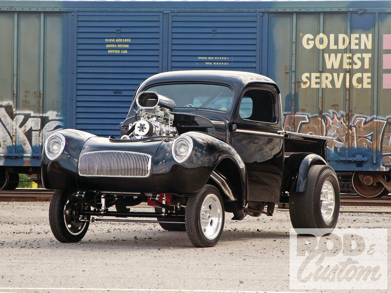 Black Custom Pickup Truck — Dramatic, Afternoon, Photograph, Train Car