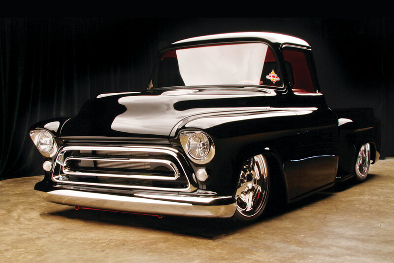 Black Custom Pickup Truck — Dramatic, Photograph, Chrome Grille