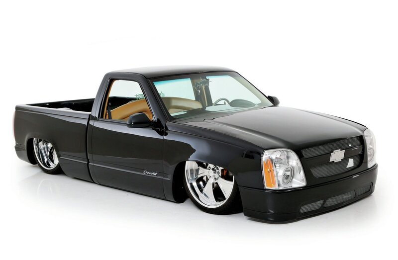Black Custom Pickup Truck — Neutral, Photograph, Chrome Wheels