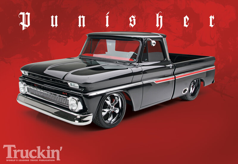 Black Custom Pickup Truck — Red