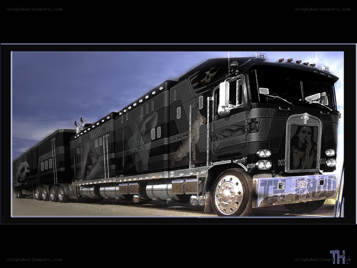 black custom semi-truck
