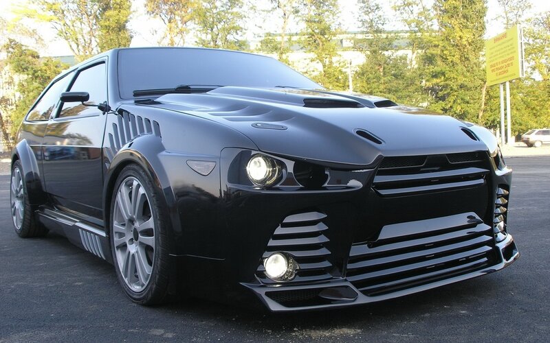 black custom sports car