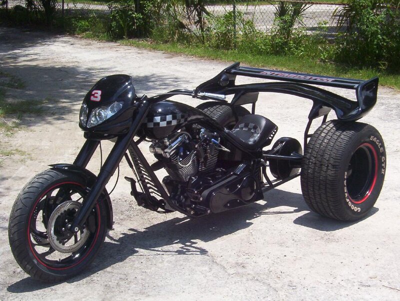 Black Custom Trike Motorcycle — Static