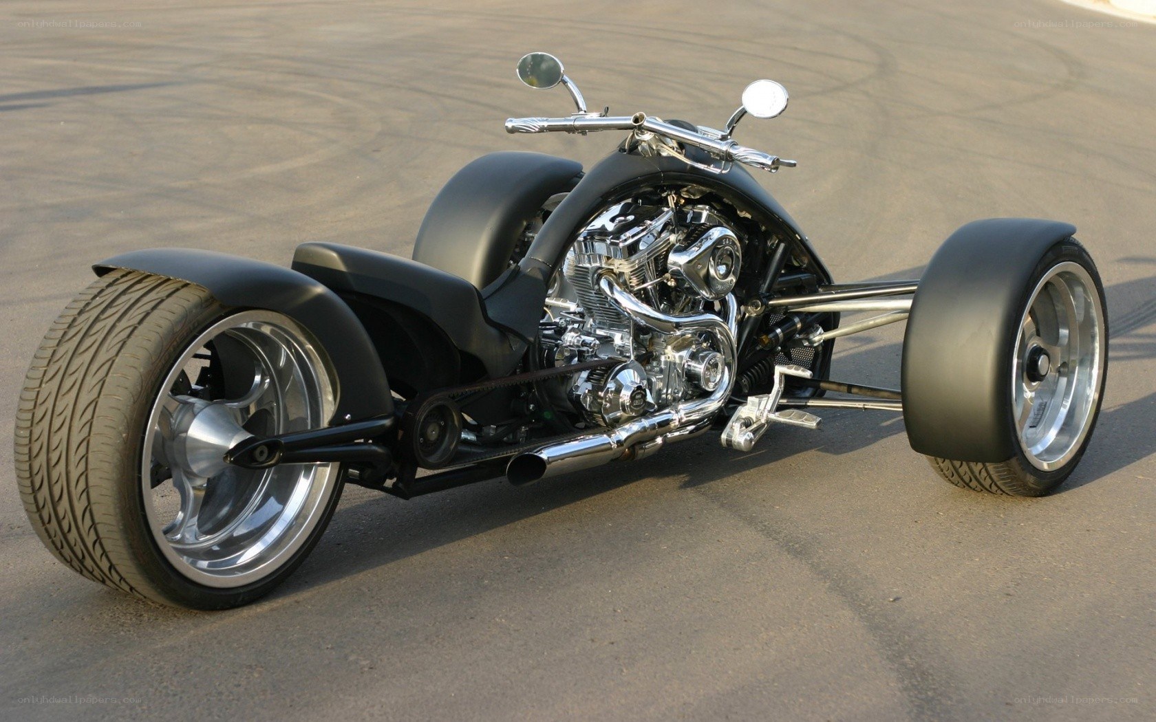 black custom trike motorcycle