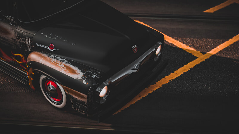 Black Custom Truck — Dramatic
