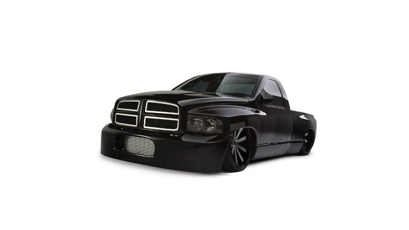black customized pickup truck