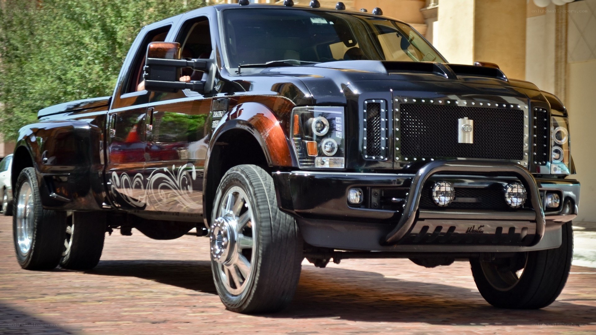 black customized pickup truck
