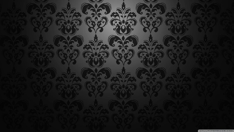Black Damask Pattern — Dark, Vector Art, Dots, Gradient, Gray