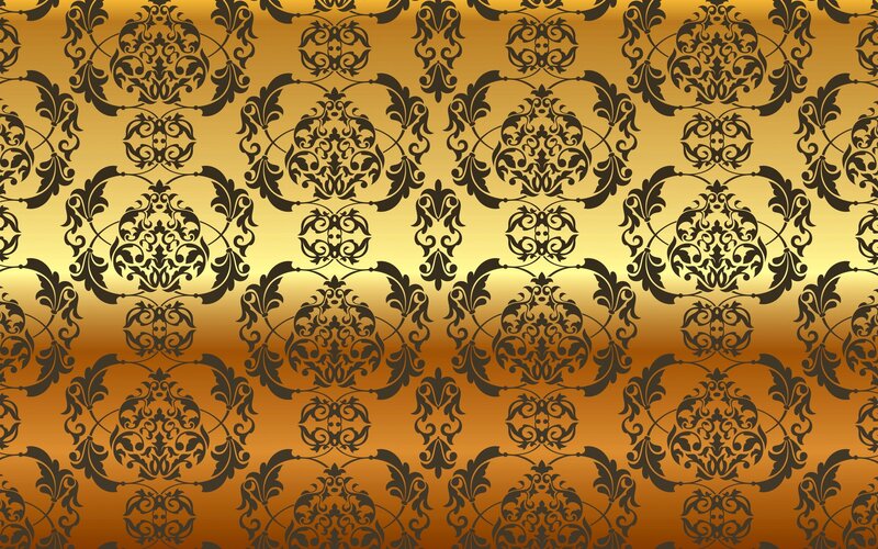 Black Damask Pattern — Gold