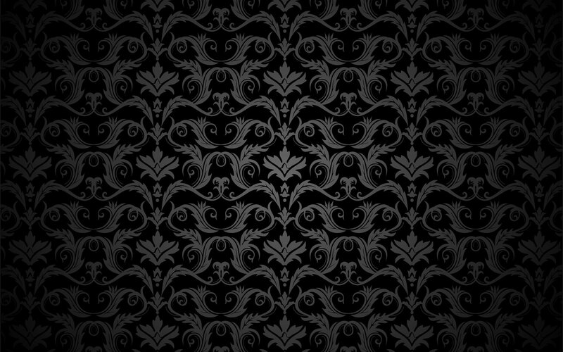 Black Damask Pattern — Ornate, Vector Art, Floral