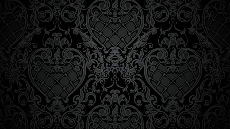 Black Damask Pattern — Ornate, Vector Art
