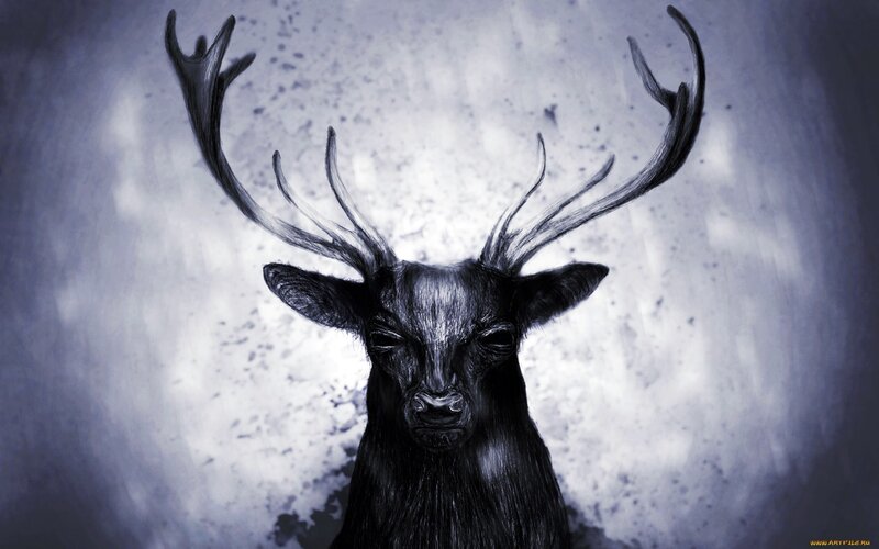 Black Deer with Antlers