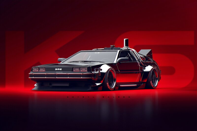 Black Delorean Car — Red, Dramatic