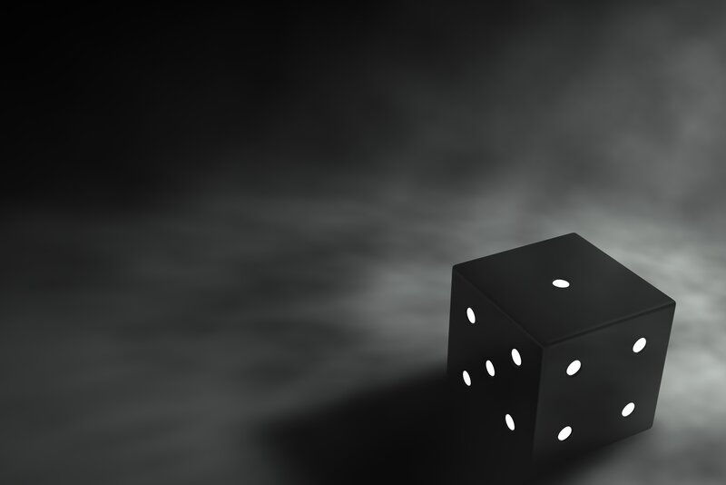 Black Die with White Dots — Dramatic, 3d Render