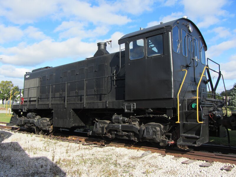 Black diesel locomotive on display