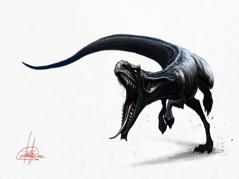 Black Dinosaur with Open Mouth