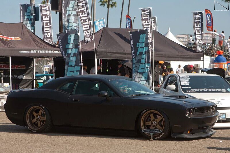 Black Dodge Challenger at car show