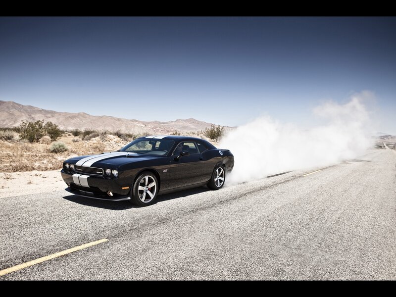 Black Dodge Challenger burnout