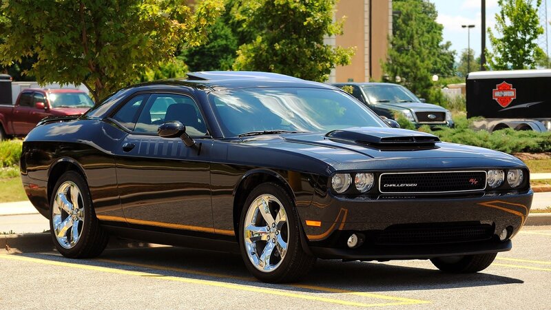 Black Dodge Challenger — Calm, Afternoon, Photograph, Car, Truck
