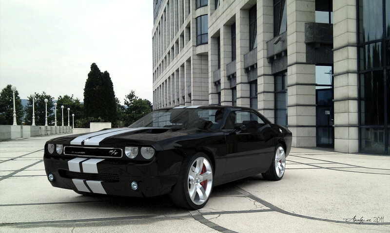 Black Dodge Challenger — Dramatic, Afternoon, Digital Art