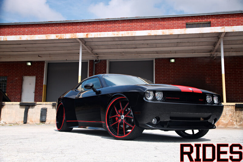 Black Dodge Challenger — Dramatic, Afternoon, Photograph, Car, Building