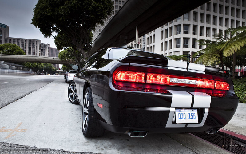 Black Dodge Challenger — Dramatic, Afternoon, Photograph, Car, City Street